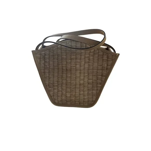 Cult Gaia Small Sadie Raffia Tote Bag with Leather Trim Retail $448 NWT - Picture 8 of 8